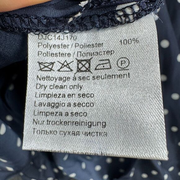 Gerard Darel Blouse Women's 40 Navy Blue Polka Dot Buttons - Picture 8 of 9